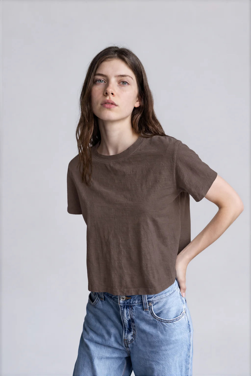 Crop Tee in Chocolate