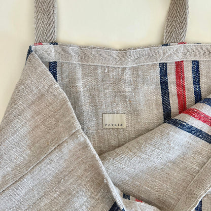 Large Patriae Tote with Red & Blue Stripes