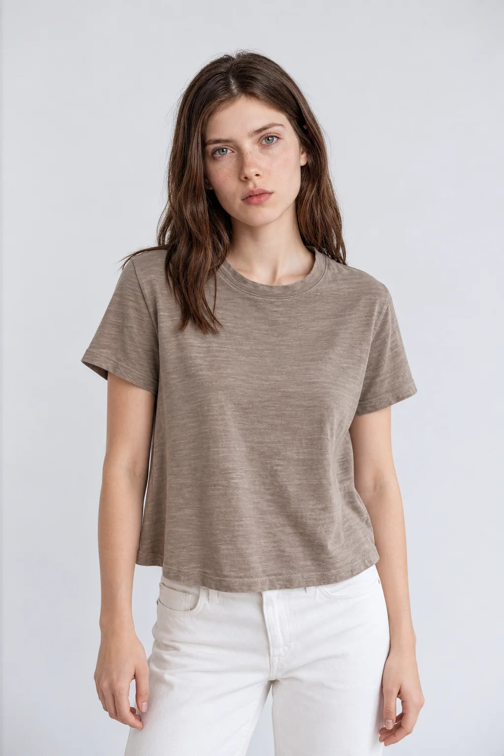 Crop Tee in Latte