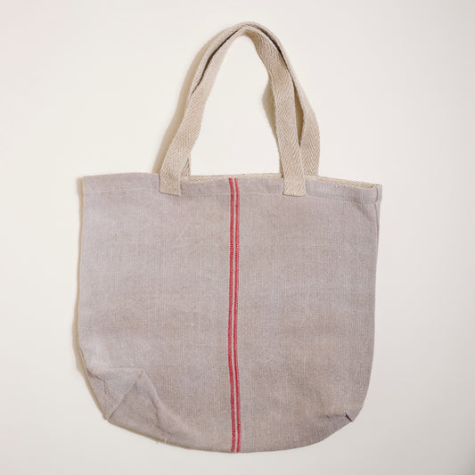 Grey Patriae Tote with Red Stripes