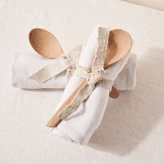 Wooden Spoon and Linen Towel Bundle